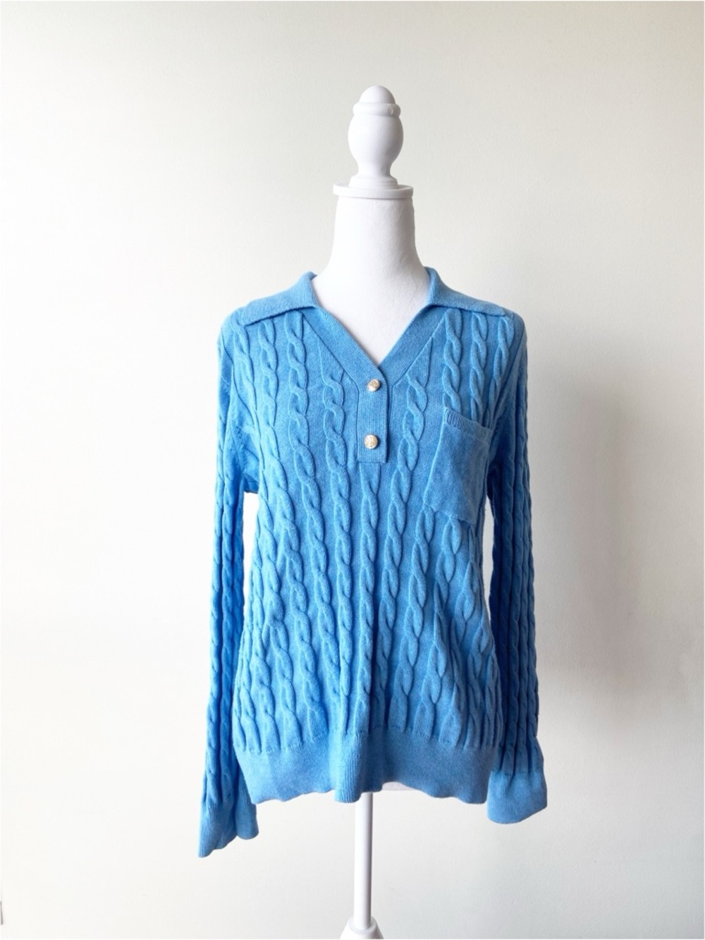 Talbots Blue Cable-Knit Sweater Size M